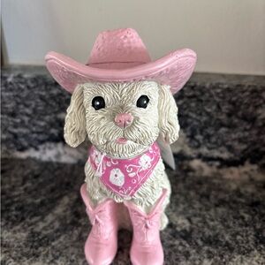 Pink Cowboy Dog Figurine